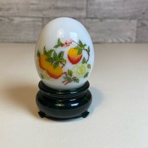 Vintage Avon collectible, Oriental Egg Peach Orchard perfume container.